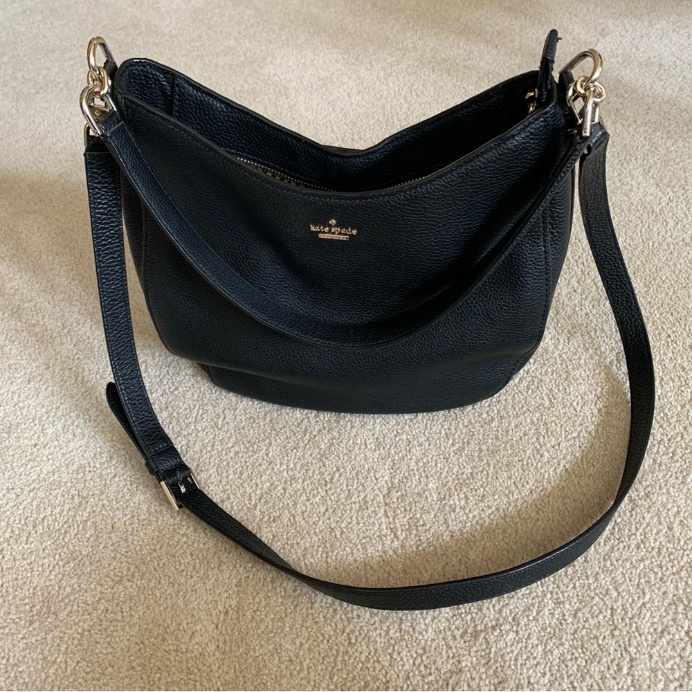 Kate Spade Black Pebbled Leather Hobo Bag